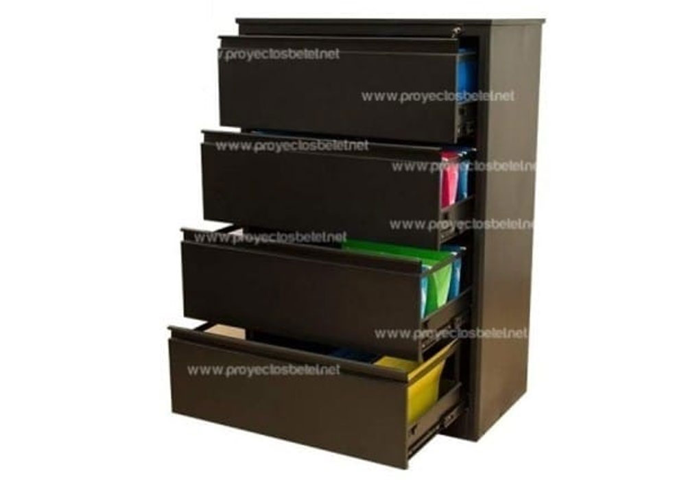 Archivo metálico 4 gavetas gris con riel telescópico