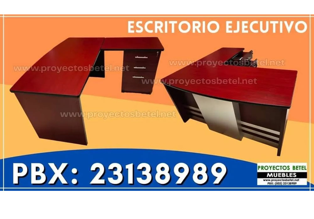 Escritorio moderno de melamina fabricado por Proyectos Betel Guatemala